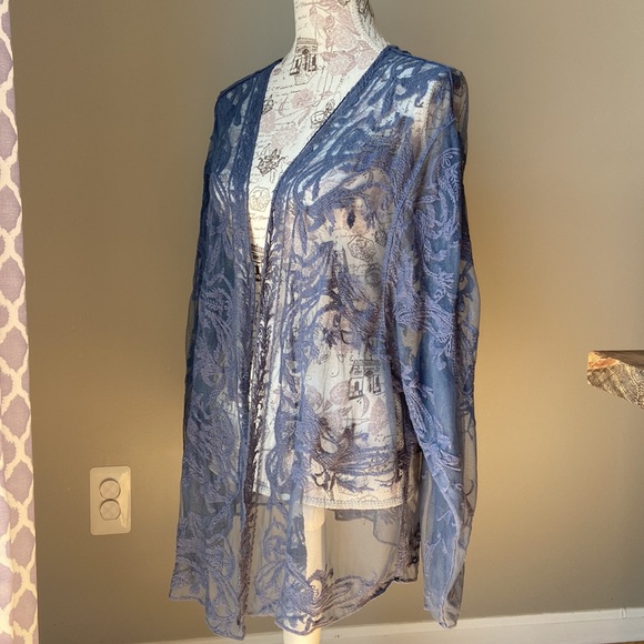 Sundance Catalog Long Sleeve Boho Lace Cardigan Topper - Picture 3 of 9